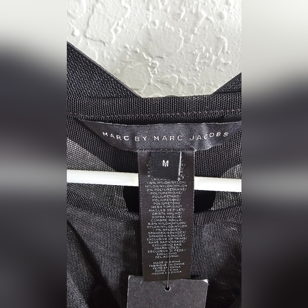 Marc by Marc Jacobs Jayden Sheer-Underlay Suspender-Strap Dress Black Me… - Picture 8 of 16
